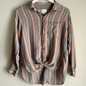 American Eagle Striped Button Down Blouse